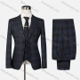 Wholesale Men's Formal Lapel Single Breasted Plaid Blazer & Waistcoat & Pants 3-piece Suit Set preview