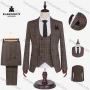 Wholesale Men's Formal Lapel Plaid Pockets Blazer & Waistcoat & Pant 3 Pieces Suit Sets preview