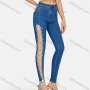 Wholesale Women's Casual Cut Out Drawstring Criss Cross Skinny Fit Jeans preview