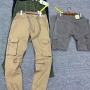 Wholesale Men's Casual Plain Multiple Pockets Drawstring Elastic Waist Cargo Pants 004# preview