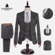 Men's Formal Lapel Plaid Pockets Blazer & Waistcoat & Pant 3 Pieces Suit Sets Dark Gray Clothing Wholesale Market -LIUHUA