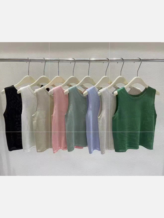 Women's Casual Plain Crew Neck Knit Woolen Tank Top, LIUHUA Clothing Online Wholesale Market, All Categories