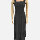 Women's Casual Ruffle Trim Shirred Plain Ruffle Hem Maxi Cami Dress CY152# Black Clothing Wholesale Market -LIUHUA