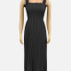 Women's Casual Ruffle Trim Shirred Plain Pleated Maxi Cami Dress CY153# Black Clothing Wholesale Market -LIUHUA