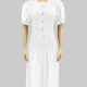 Women's Casual Plain Puff Sleeve Pearl Buttons Decor Shirred Ruffle Hem Midi Dress CY195# White Clothing Wholesale Market -LIUHUA
