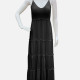 Women's Casual Plain Spaghetti Straps Knitted Ruffle Trim Ruffle Hem Maxi Cami Dress CY206# Black Clothing Wholesale Market -LIUHUA