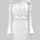 Women's Plain Chiffon Ruffle Trim Shirred Long Sleeve Off Shoulder Bodycon Cocktail Dress CY217# White Clothing Wholesale Market -LIUHUA