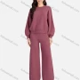 Wholesale Women's Casual Mock Neck Crop Knit Blouse 2-piece Set A467&A468# preview