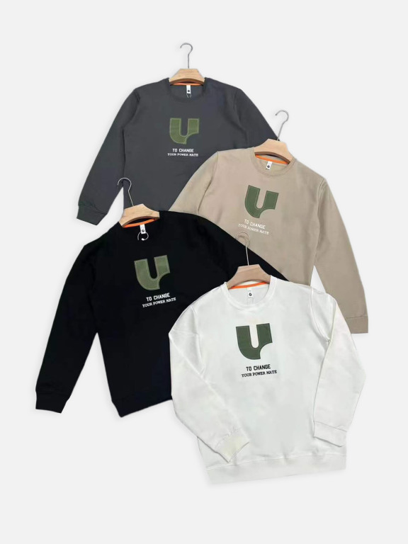 Men's Casual Letter Graphic Round Neck Long Sleeve Sweatshirt 1610#, Clothing Wholesale Market -LIUHUA, All Categories