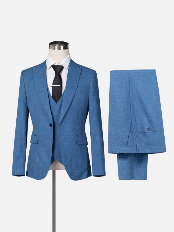 Men's Formal Lapel One Button Plain Blazer & Waistcoat & Pants 3-piece Suit Set, Clothing Wholesale Market -LIUHUA, All Categories