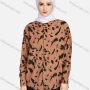 Wholesale Women's Casual Allover Ink Print Long Sleeve Curved Hem Button Down Shirt 1295# preview