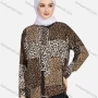 Wholesale Women's Casual Allover Leopard Print Colorblock Long Sleeve Curved Hem Shirt 1296# preview