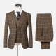 Men's Formal Lapel Single Breasted Plaid Blazer & Waistcoat & Pants 3-piece Suit Set Brown Clothing Wholesale Market -LIUHUA