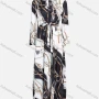 Wholesale Women's Vintage Tie Neck Long Sleeve Colorblock Chain Print Maxi Dress 202357# preview