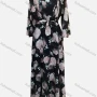 Wholesale Women's Casual Elegant Floral Print V Neck Long Sleeve Maxi Dress With Belt LR04# preview