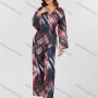 Wholesale Women's Casual Tie Dye Wrap Lace Up Long Sleeve Blouse & Pants 2 Piece Set V3769# preview