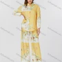 Wholesale Women's Casual Allover Floral Print Curved Hem Long Sleeve Shirt & Wide Leg Pants 2 Piece Set V3768# preview