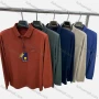 Wholesale Men's Casual Plain Patch Pocket Long Sleeve Polo Shirt 2381# preview