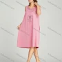 Wholesale Women's Milk Silk Plain Rhinestone Bowknot Crew Neck Side Pocket Ruched Lounge Midi Night Dress 1151# preview