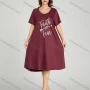 Wholesale Women's Letter Scoop Neck Milk Silk Lounge Short Sleeve Midi Night Dress 8801# preview