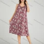 Wholesale Women's Allover Floral Print Ruched Milk Silk Button Decor Lounge Midi Night Dress 1163# preview