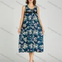 Wholesale Women's Allover Floral Print Milk Silk Lace Trim Lounge Sleeveless Midi Night Dress 1148-1# preview