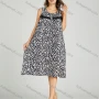 Wholesale Women's Allover Floral Print Milk Silk Lace Trim Lounge Sleeveless Midi Night Dress 1148-2# preview