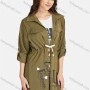 Wholesale Women's Casual Letter Print Round Neck Tank Top & Long Sleeve Lapel Drawstring Mid Length Jacket 2 Piece Set preview