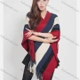 Wholesale Women's Casual Striped Colorblock Scarf Hem V Neck Mid Length Cape preview