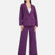 Women's Lapel Business Formal Long Sleeve One Button Suit Jacket & Wide Leg Pants 2 Piece Set LL-33037# Purple Clothing Wholesale Market -LIUHUA