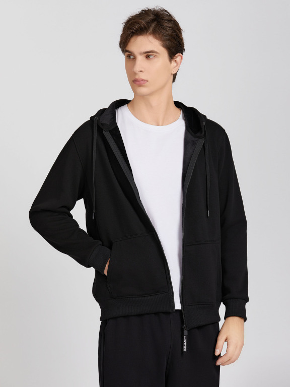 Men's Casual Plain Long Sleeve Drawstring Zip Up Hoodie Sweatshirt With Kangaroo Pocket 704#, Clothing Wholesale Market -LIUHUA, All Categories