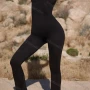 Wholesale Women's Athletic Plain Open Back Stretchy Tank Yoga Flared Jumpsuits GJ-8815# preview