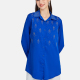 Men's Plain Rhinestones Applique Long Sleeve Curved Hem Shirt LL-33034# Blue Clothing Wholesale Market -LIUHUA