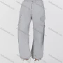 Wholesale Women's Casual Plain Drawstring Multiple Pockets Cargo Pants MT327# preview