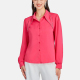 Women's Plain Peter Pan Collar Rhinestones Long Sleeve Shirt LL-3303# Raspberry Clothing Wholesale Market -LIUHUA