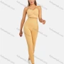 Wholesale Women's Athletic Plain Ruched Spaghetti Strap Bralettes & High Waist Leggings 2 Piece Sports Yoga Set 8035# preview