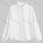 Wholesale Women's Casual Plain Collared Lace Trim Long Sleeve Button Down Blouse preview