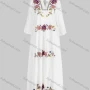 Wholesale Women's Casual Floral Ruched Lace Trim Notched Neck Ruffle Sleeve Midi Dress preview
