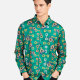 Men's Fashion Collared Long Sleeve Slim Fit Chain Floral Print Shirt Green Clothing Wholesale Market -LIUHUA