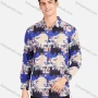 Wholesale Men's Fashion Collared Long Sleeve Slim Fit Letter Colorblock Shirt preview