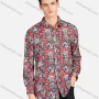 Wholesale Men's Casual Collared Long Sleeve Slim Fit Plaid Leopard Splicing Shirt preview