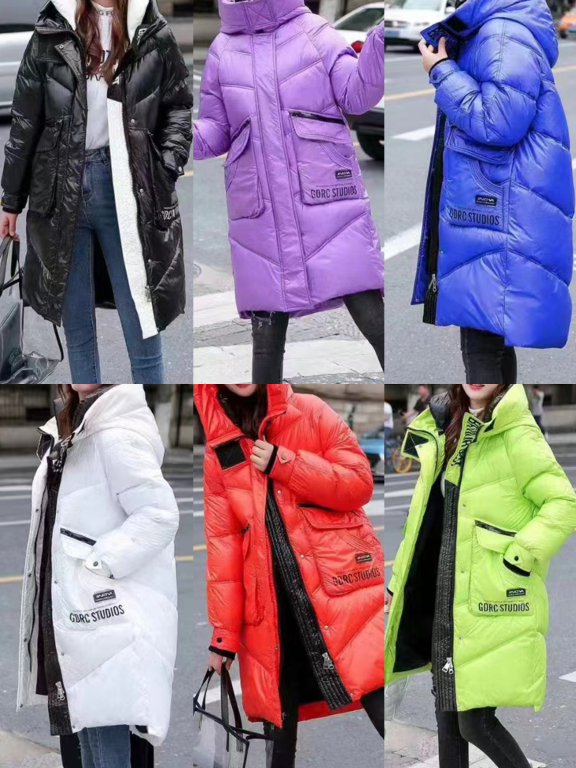 Women's Casual Mid Length Snap Button Thermal Hooded Puffer Coat 8307#, Clothing Wholesale Market -LIUHUA, All Categories