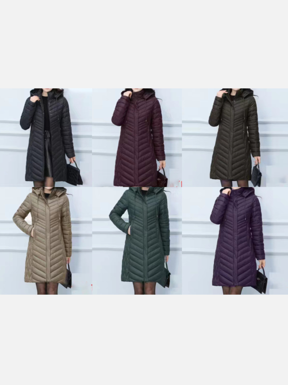 Women's Casual Thermal Mid Length Hooded Pockets Puffer Coat 7102#, Clothing Wholesale Market -LIUHUA, All Categories