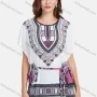 Wholesale Women's LightWeight Loose Fit Batwing Sleeve Tribal Print Mid Length Top With Belt preview