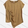 Wholesale Women's Summer Plain Casual Short Cap Asymmetrical Hem Top 8833# preview
