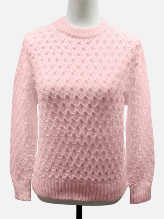Women's Casual Crew Neck Long Sleeve Plain Knit Sweater 60460#, Clothing Wholesale Market -LIUHUA, All Categories