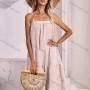 Wholesale Women's Casual Spaghetti Strap Stripe Splicing Print Loose Fit Midi Cami Sundress x2325x# preview