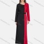 Wholesale Women's Casual Asymmetrical Neck Long Sleeve Belted Colorblock Maxi Dress preview
