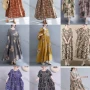Wholesale Women's Casual Scoop Neck Short Sleeve Shirred Allover Print Maxi Dress preview