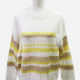 Women's Casual Crew Neck Long Sleeve Striped Knit Sweater 60480# White Clothing Wholesale Market -LIUHUA